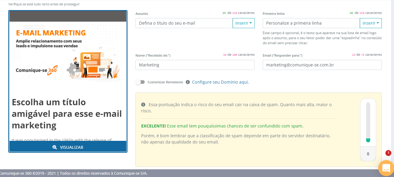 Screenshot. ajustes finais da campanha